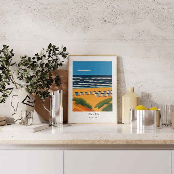 Løkken Denmark Poster: Modern Scandinavian Illustration - Etsy