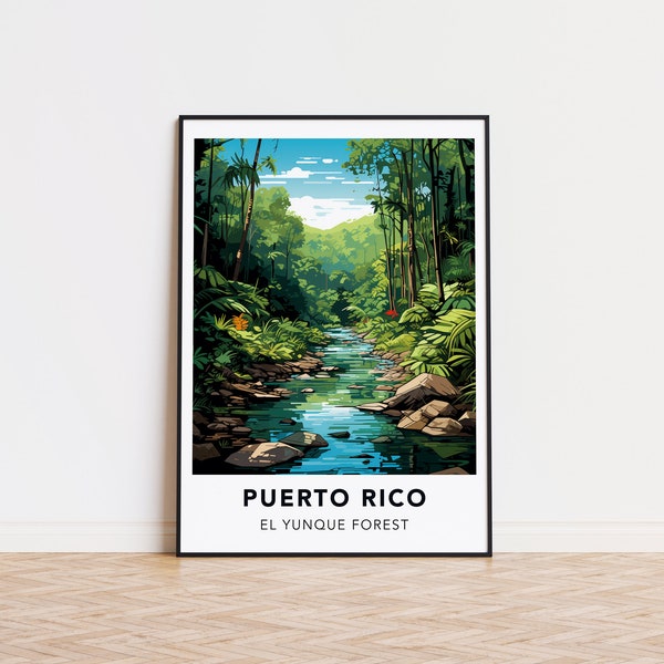 Puerto Rico Poster El Yunque Forest Druck Puerto Rico Wandkunst, Puerto Rico Reiseposter