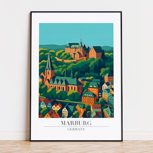 Marburg poster, Marburg print, Marburg illustration art, GERMANY poster