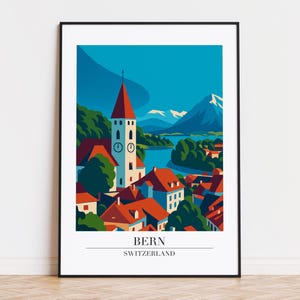 Bern poster, Bern print, Bern illustration, Bern art, SWITZERLAND poster
