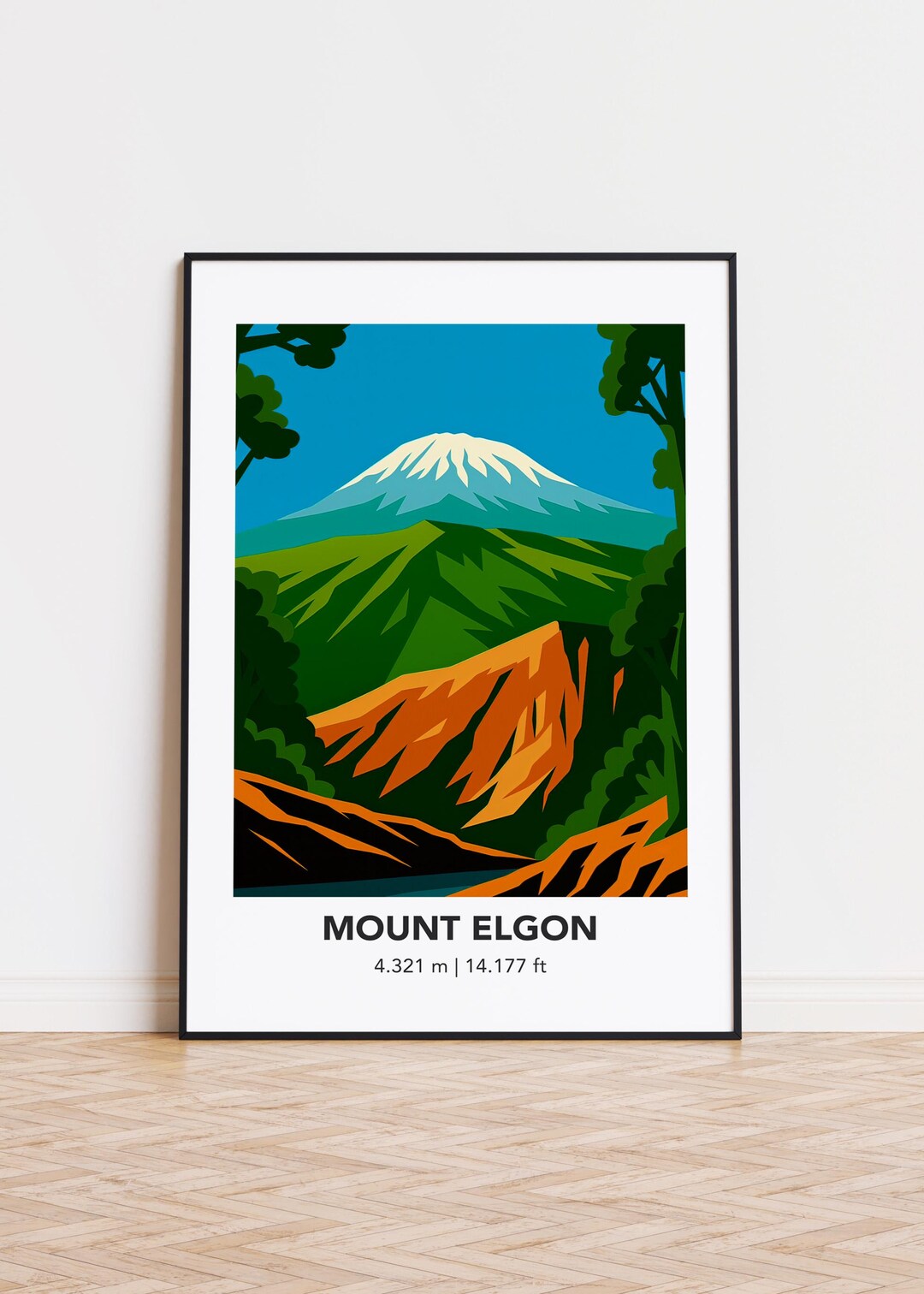 Mount Elgon Illustration Art Print: Modern Mountain Poster - Etsy