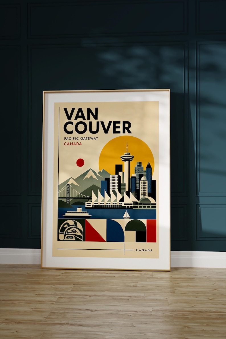 Vancouver Canada print : Bauhaus Style Travel Poster Vancouver poster image 4