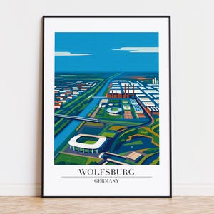 Wolfsburg Poster, Wolfsburg Print, Wolfsburg Illustrationskunst, DEUTSCHLAND Plakat
