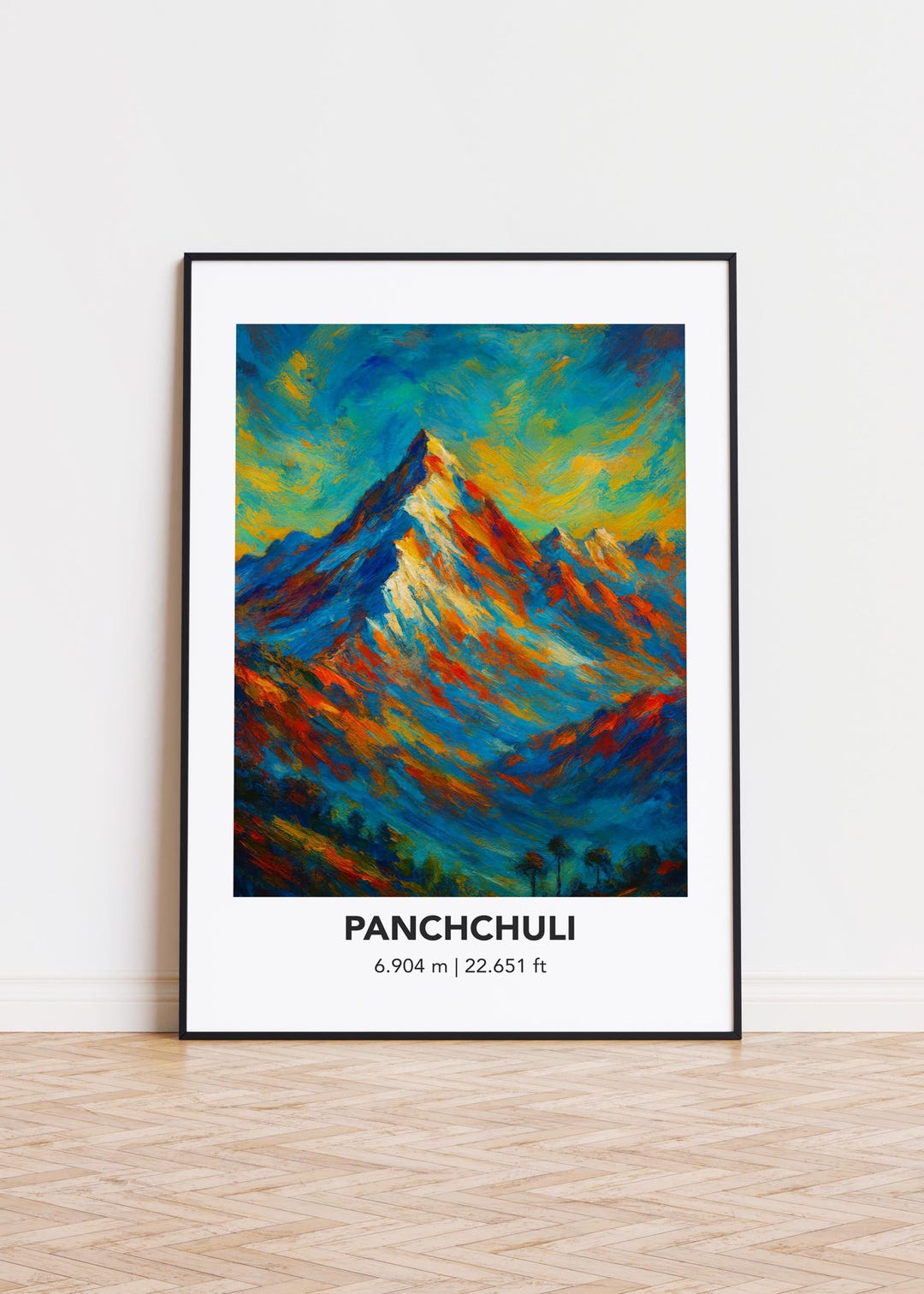 Panchchuli Poster Mountain Print: Modern Oil Painting Style Mountain ...