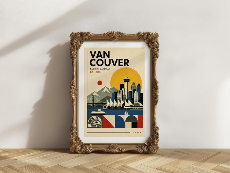 Vancouver Canada print : Bauhaus Style Travel Poster Vancouver poster image 7