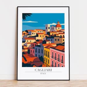Cagliari poster, Cagliari print, Cagliari illustration, Cagliari art, Cagliari Italy