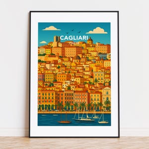 Cagliari poster, Cagliari print, Cagliari illustration, Cagliari art, Cagliari Italy