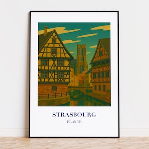Strasbourg poster, Strasbourg print, Strasbourg illustration, Strasbourg art, Strasbourg France poster