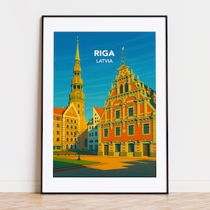 Riga poster, Riga print, Riga illustration, Riga art, Riga Latvia poster