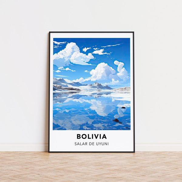 Bolivien Poster Salar de Uyuni Druck Bolivien Reise Poster Wandkunst, Bolivien Reiseplakat