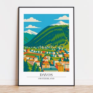 Davos poster, Davos print, Davos illustration, Davos art, SWITZERLAND poster