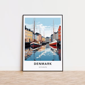 Denmark poster Nyhavn print Denmark travel print wall art, Denmark travel poster