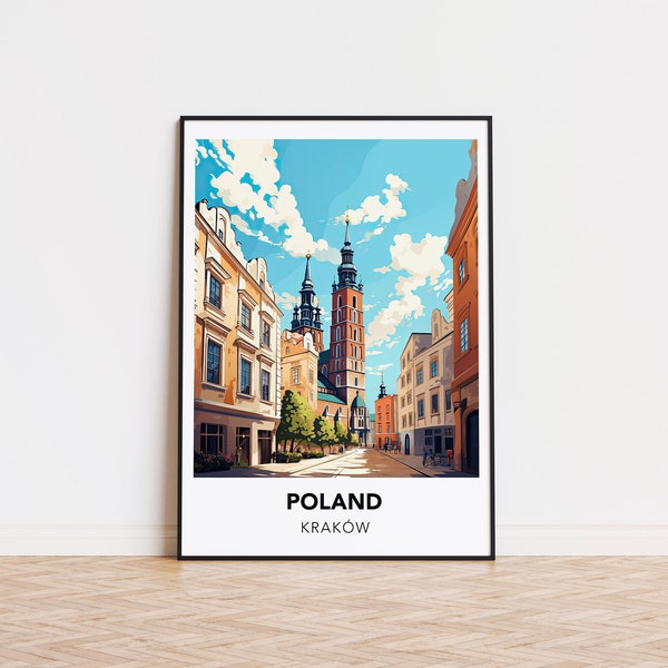 Krakow poster Poland print Krakow travel print wall art, Poland travel poster