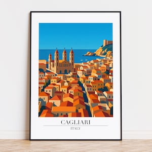 Cagliari poster, Cagliari print, Cagliari illustration, Cagliari art, Cagliari Italy