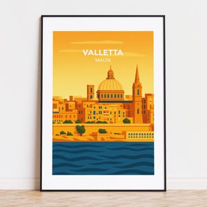 Valletta poster, Valletta print, Valletta illustration, Valletta art, Valletta Malta poster