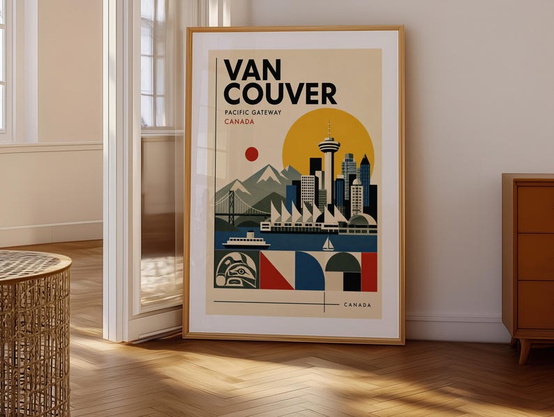 Vancouver Canada print : Bauhaus Style Travel Poster Vancouver poster image 5