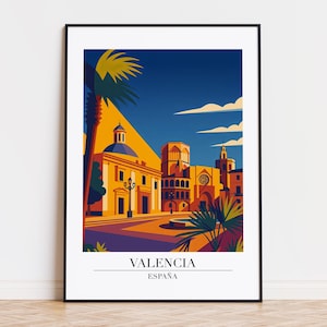 Valencia poster, Valencia print, Valencia illustration, Valencia art, Valencia Spain poster