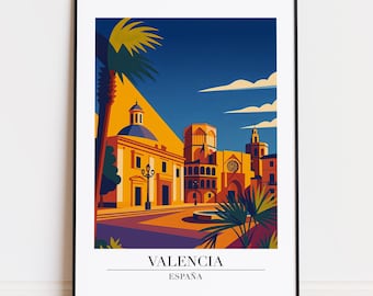 Valencia Spain Poster: Modern City Illustration