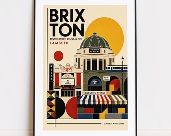 Brixton Lambeth , United Kingdom print Travel Poster Brixton poster