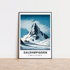 Galdhøpiggen print poster Designed in Germany, printed in 32 countries world wide for fast global shipping image 1