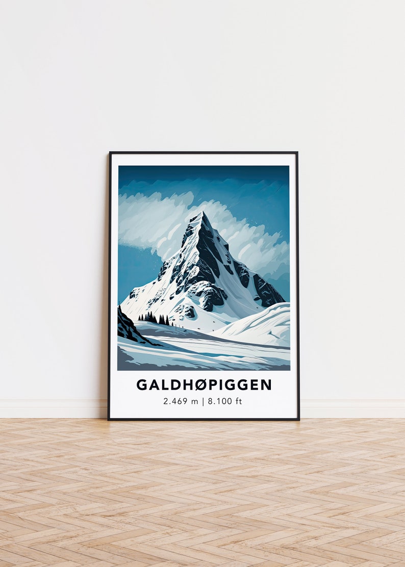 Galdhøpiggen print poster Designed in Germany, printed in 32 countries world wide for fast global shipping image 1