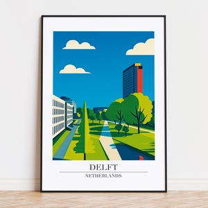 Delft poster, Delft print, Delft illustration, Delft art, Netherlands poster