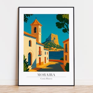 Moraira poster, Moraira print, Moraira illustration, Moraira art, Moraira Spain poster