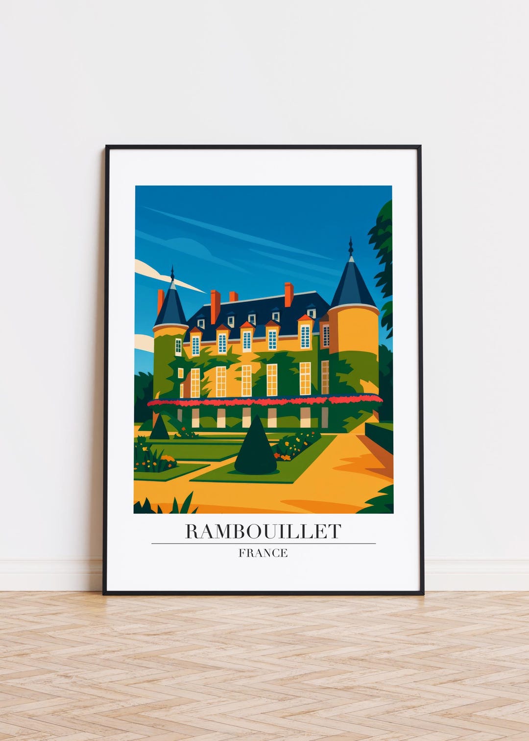 Rambouillet Print : Modern Travel Poster Style Rambouillet Poster - Etsy