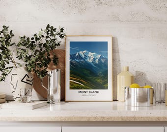 モンブランポスター：山のイラスト、自然アートプリント - Etsy 日本