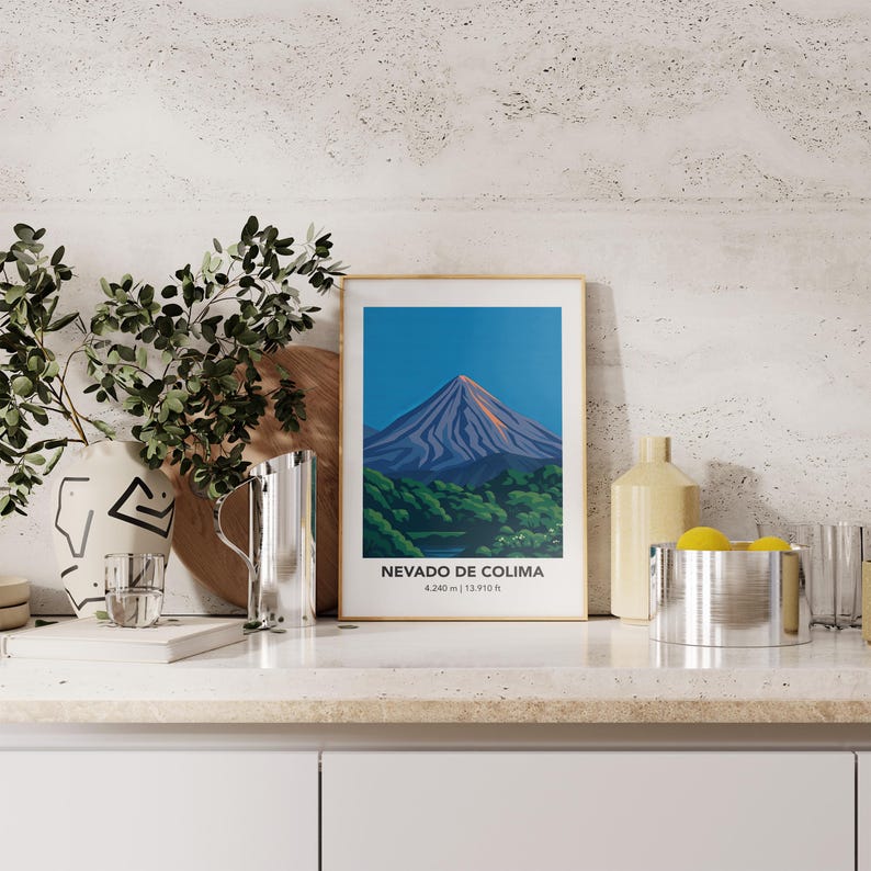 Nevado De Colima Poster: Mountain Illustration Art Print - Etsy