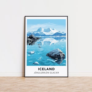 Iceland poster Jökulsárlón Glacier print Iceland travel print wall art, Iceland travel poster