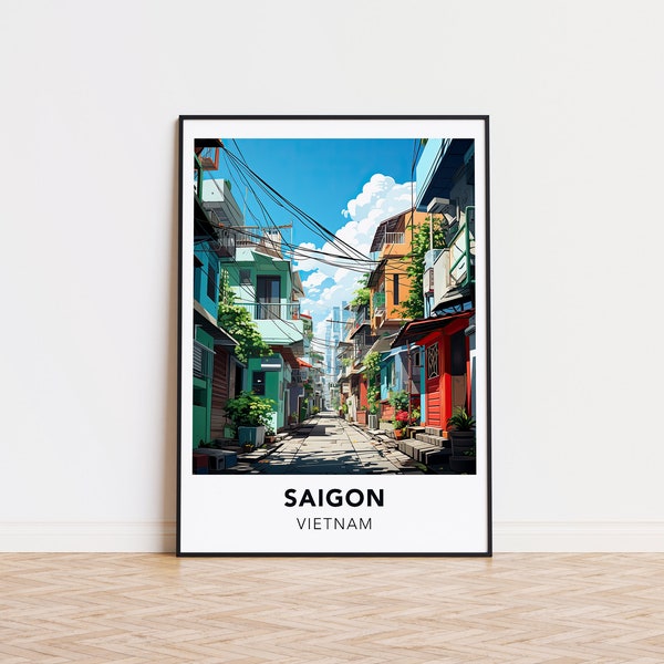 Saigon poster Vietnam print Saigon travel print wall art, Vietnam travel poster