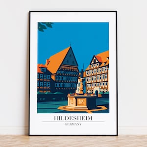 Hildesheim poster, Hildesheim print, Hildesheim illustration art, GERMANY poster