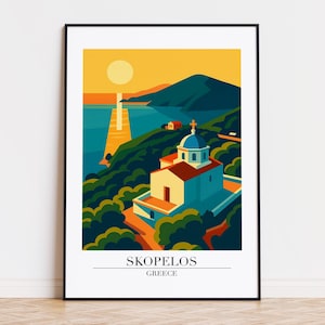 Skopelos poster, Skopelos print, Skopelos illustration art, GREECE poster