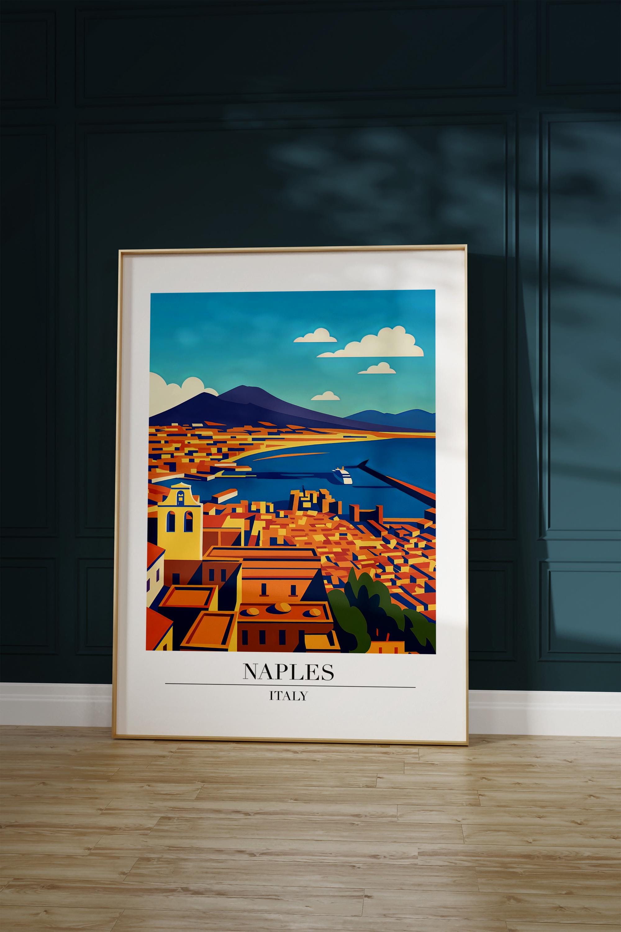 ナポリ（イタリア）のポスター：近代都市のイラスト - Etsy 日本