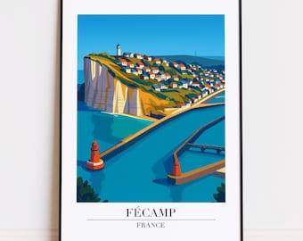 フェカン プリント : モダン トラベル ポスター スタイル フェカン ポスター