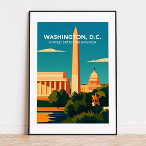Washington D.C. Poster: Skyline Art Print, Travel Souvenir