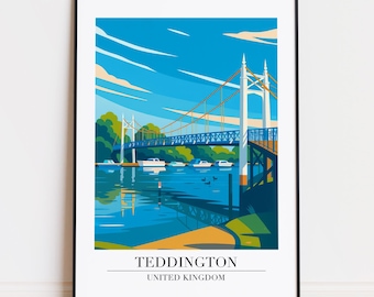 Teddington print : Modern Travel Poster Style Teddington poster