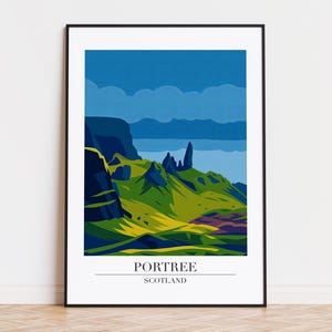 Portree Scotland Poster: City Skyline Art Print