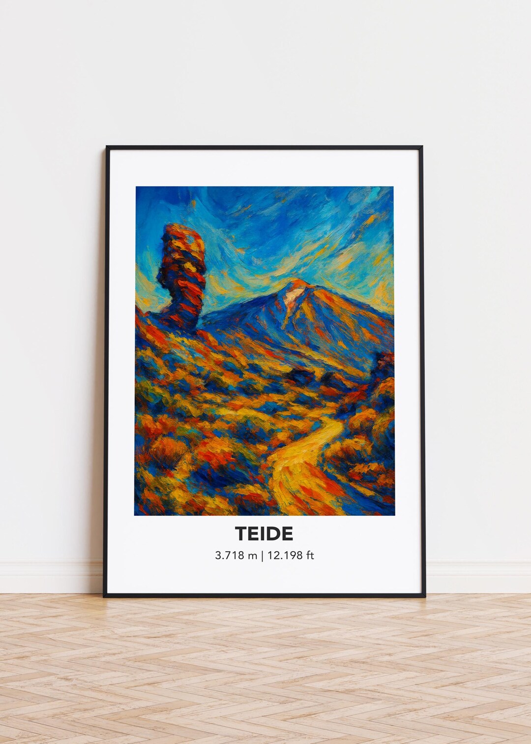 Teide Poster Mountain Print: Modern Oil Painting Style Mountain Art ...