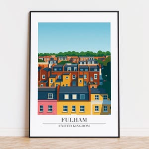 Fulham poster, Fulham print, Fulham illustration art, UNITED KINGDOM poster