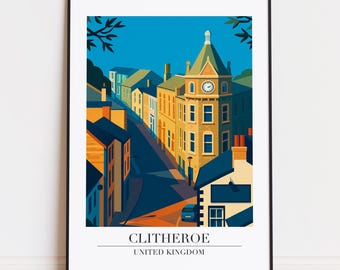 Impresión de Clitheroe: póster de viaje moderno estilo Clitheroe