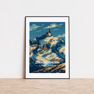 Zinalrothorn Mountain Illustration: Swiss Alps Art Print