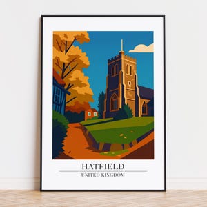 Hatfield-tryck: Modern reseaffisch i Hatfield-stil