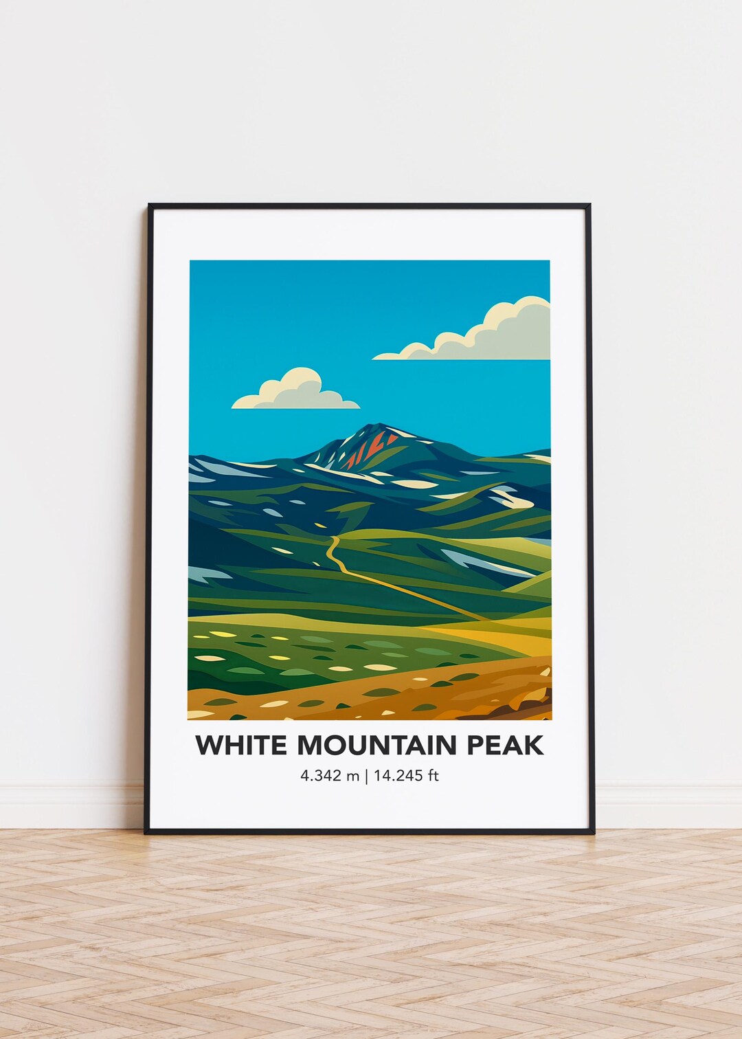 White Mountain Peak Poster: Modern Illustration Art Print - Etsy
