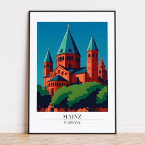 Mainz poster, Mainz print, Mainz illustration art, GERMANY poster