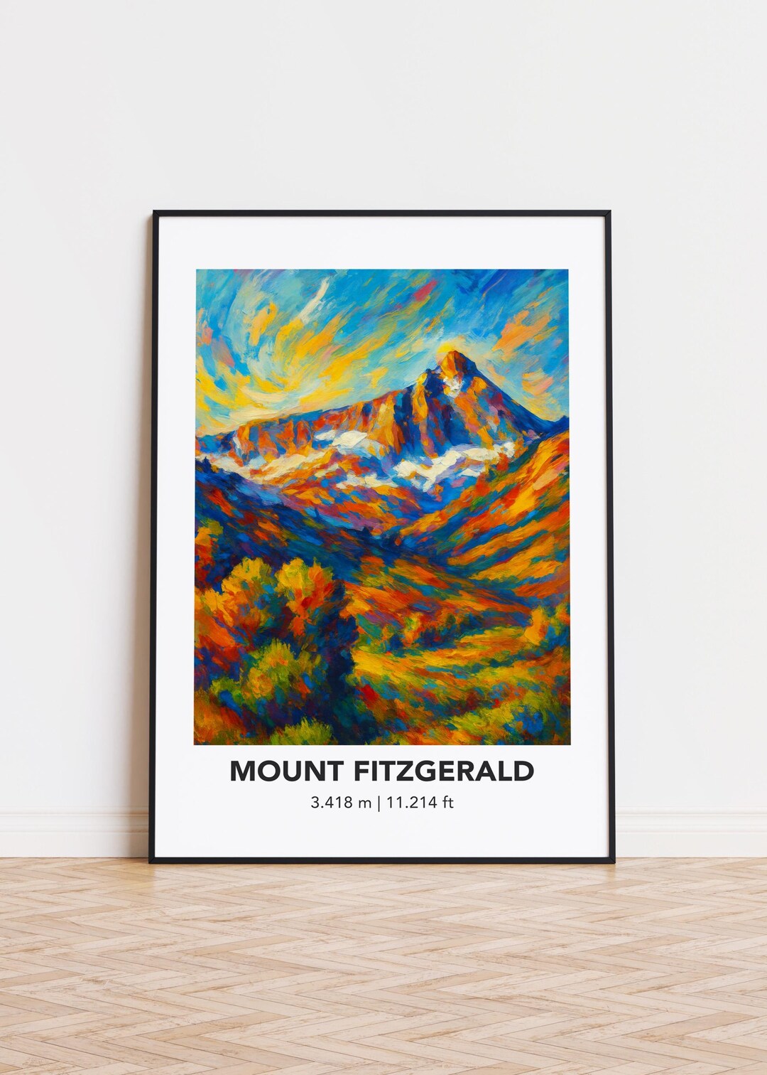 Mount Fitzgerald Poster: Modern Oil Painting Style Mountain Print - Etsy