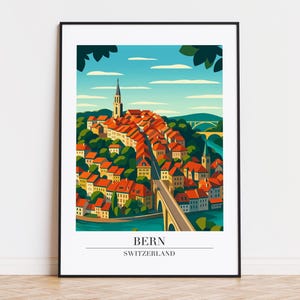 Bern poster, Bern print, Bern illustration, Bern art, SWITZERLAND poster