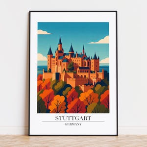 Stuttgart poster, Stuttgart print, Stuttgart illustration art, GERMANY poster