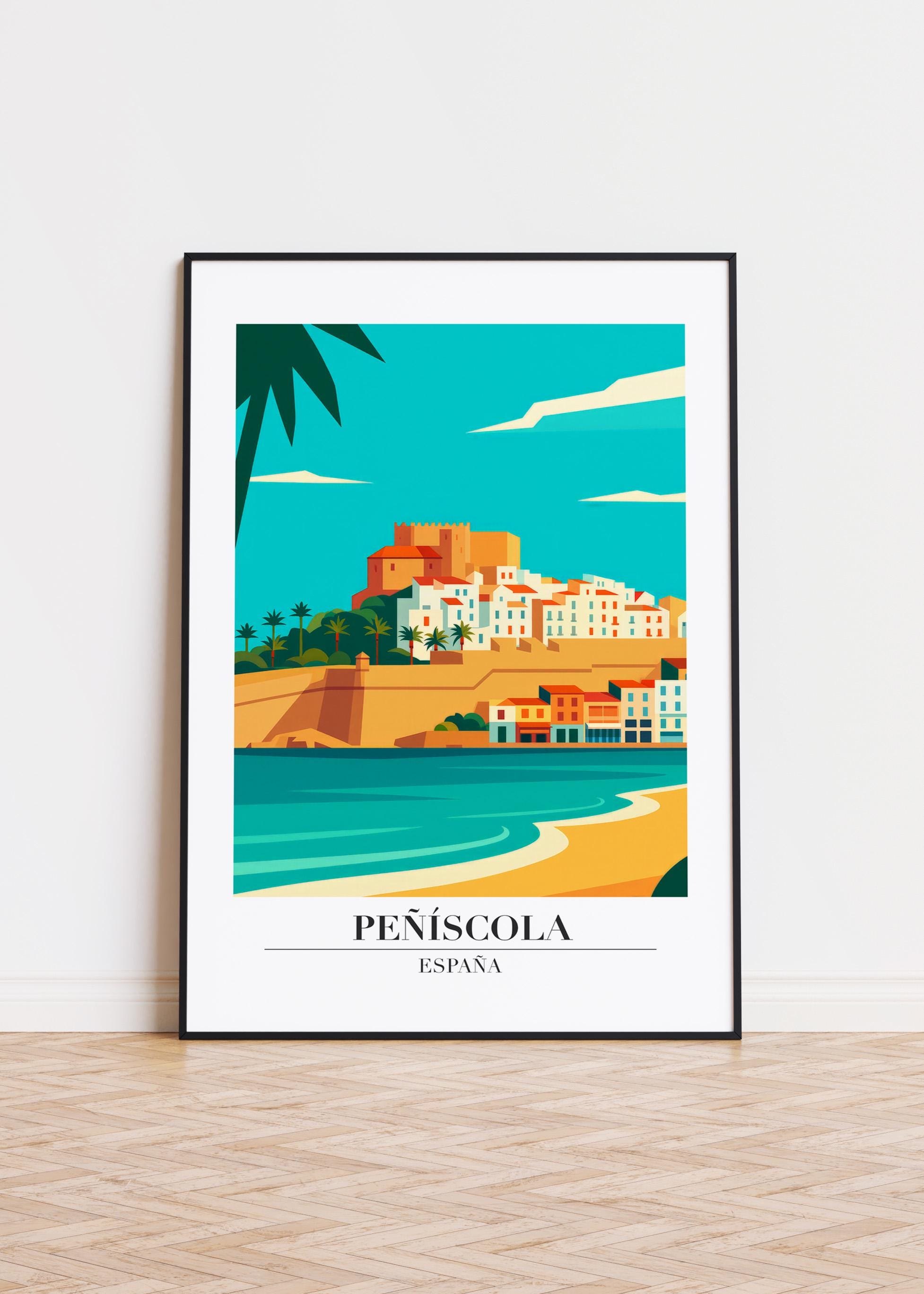 Peñíscola Spain Poster: Peniscola Modern Travel Illustration - Etsy